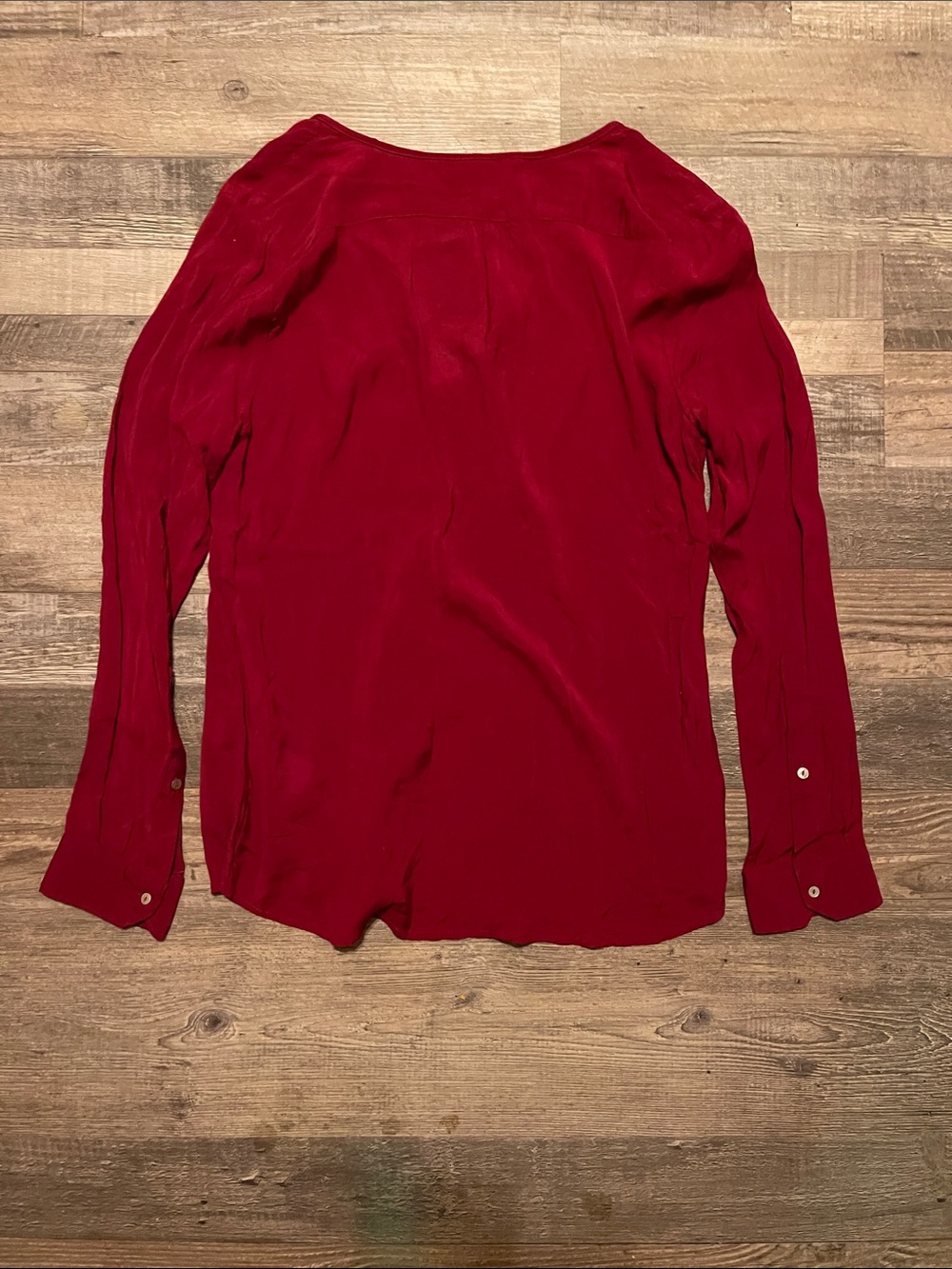 Zara Deep Red Button-Front V-Neck Blouse - Picture 5 of 5